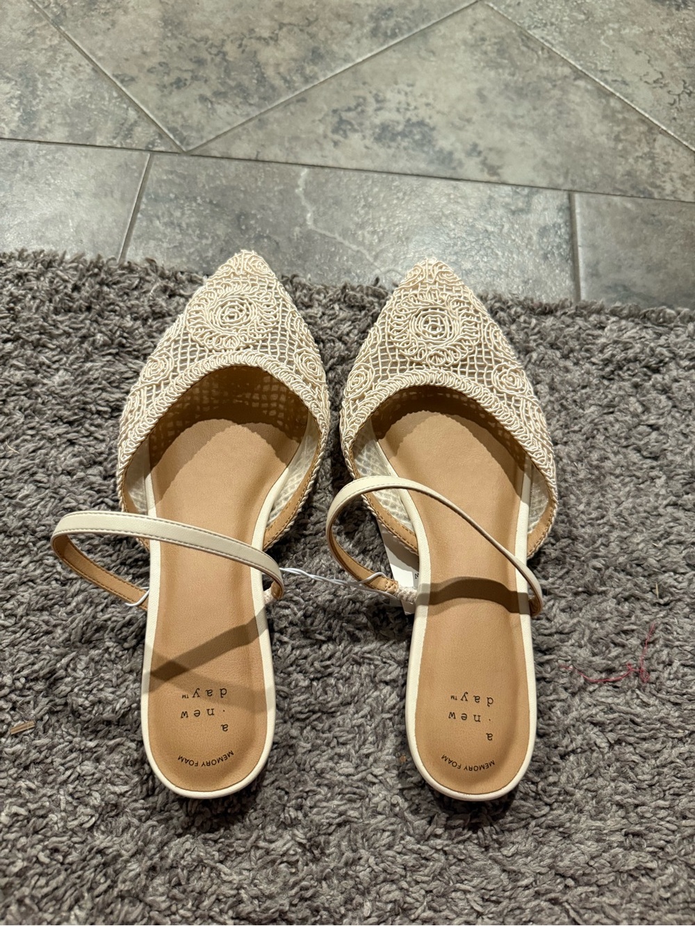 💜 A New Day Vienna Flats with Memory Foam Insole, Size 11 - Light Taupe